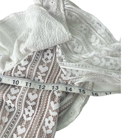 New Women’s For Love & Lemons White Lace Lovebird Mini Dress Size S - Picture 6 of 8
